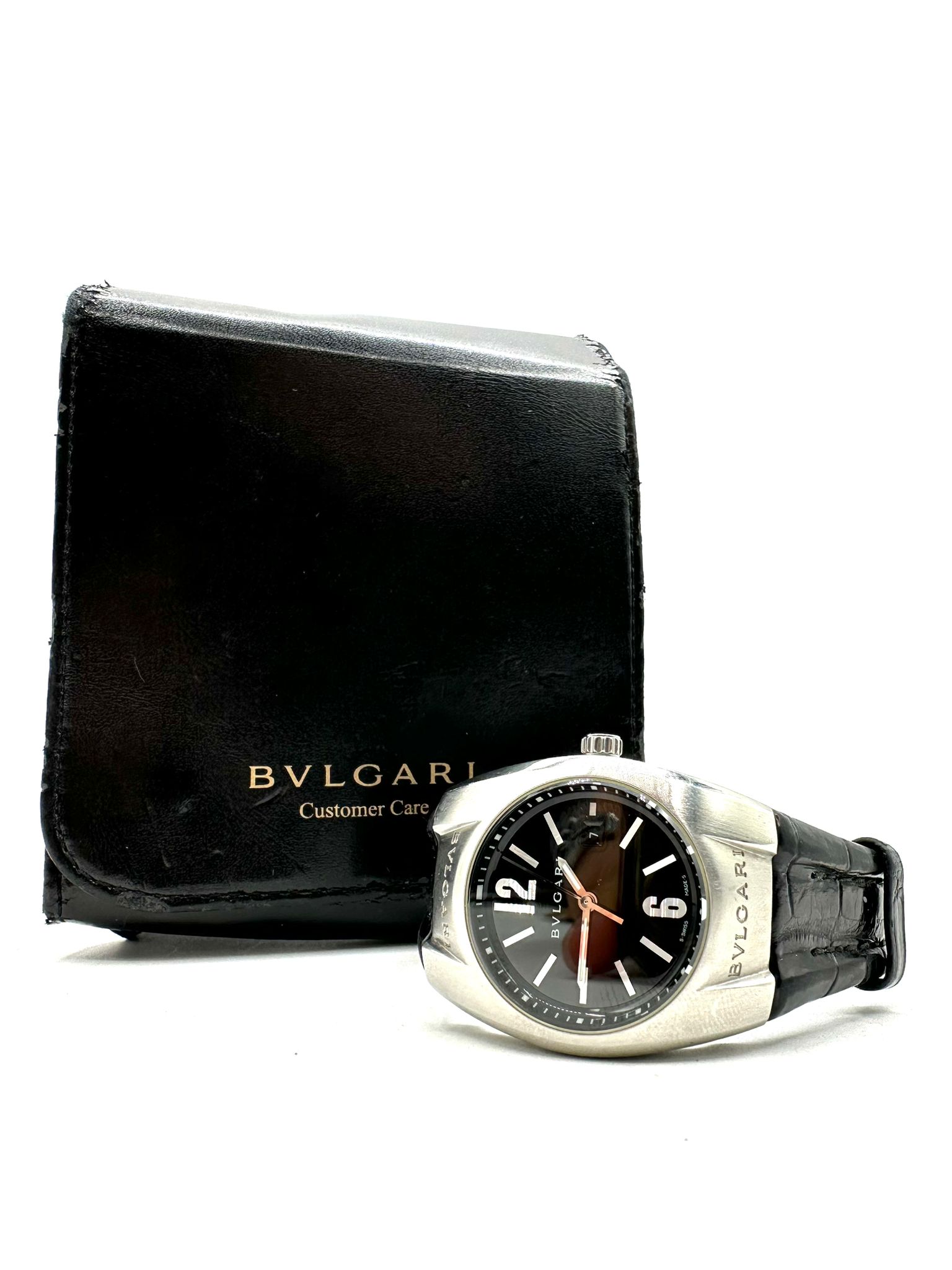 Reloj Bvlgari Ergon de acero inoxidable con esfera negra y correa para mujer