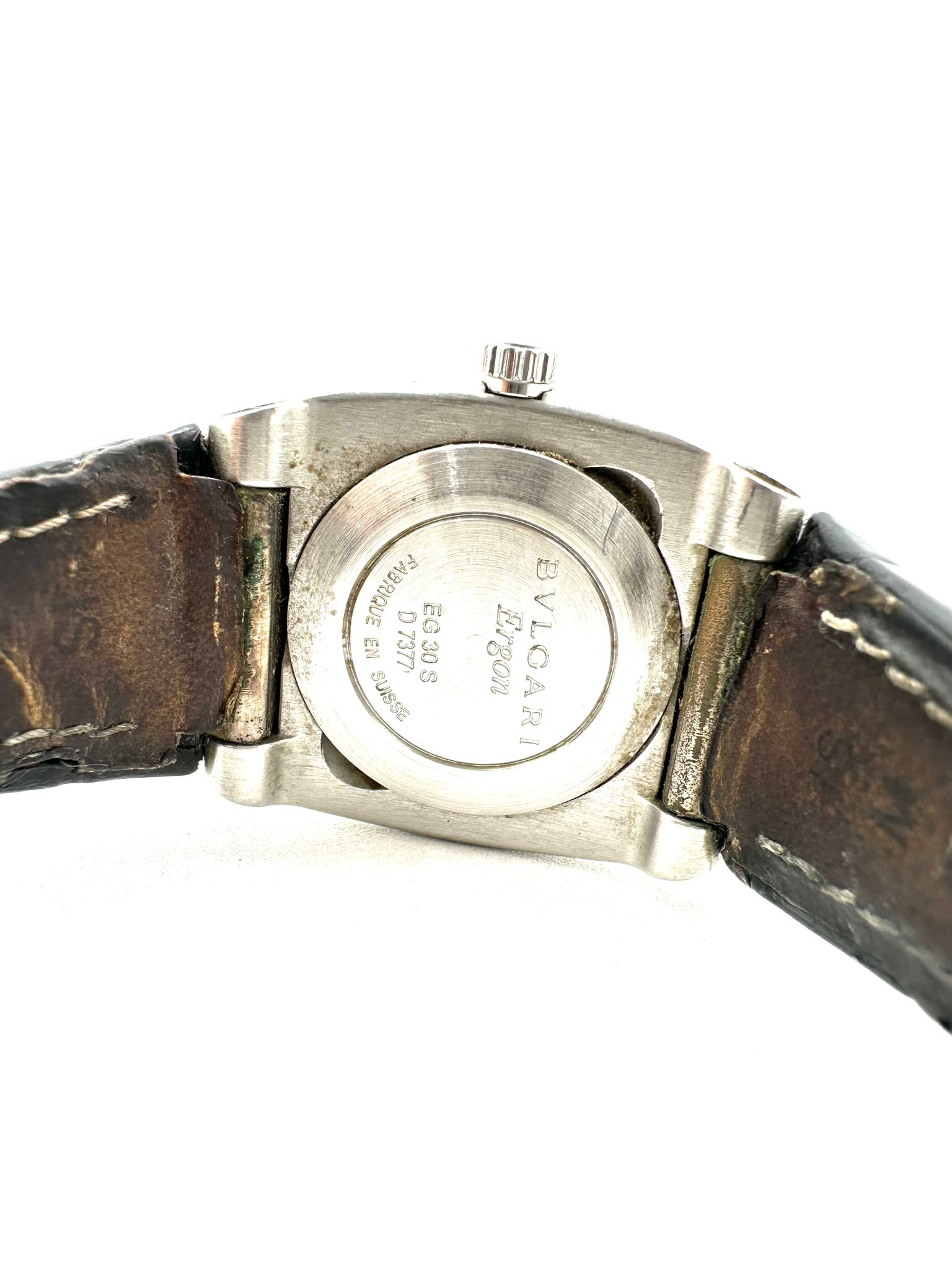 Reloj Bvlgari Ergon de acero inoxidable con esfera negra y correa para mujer