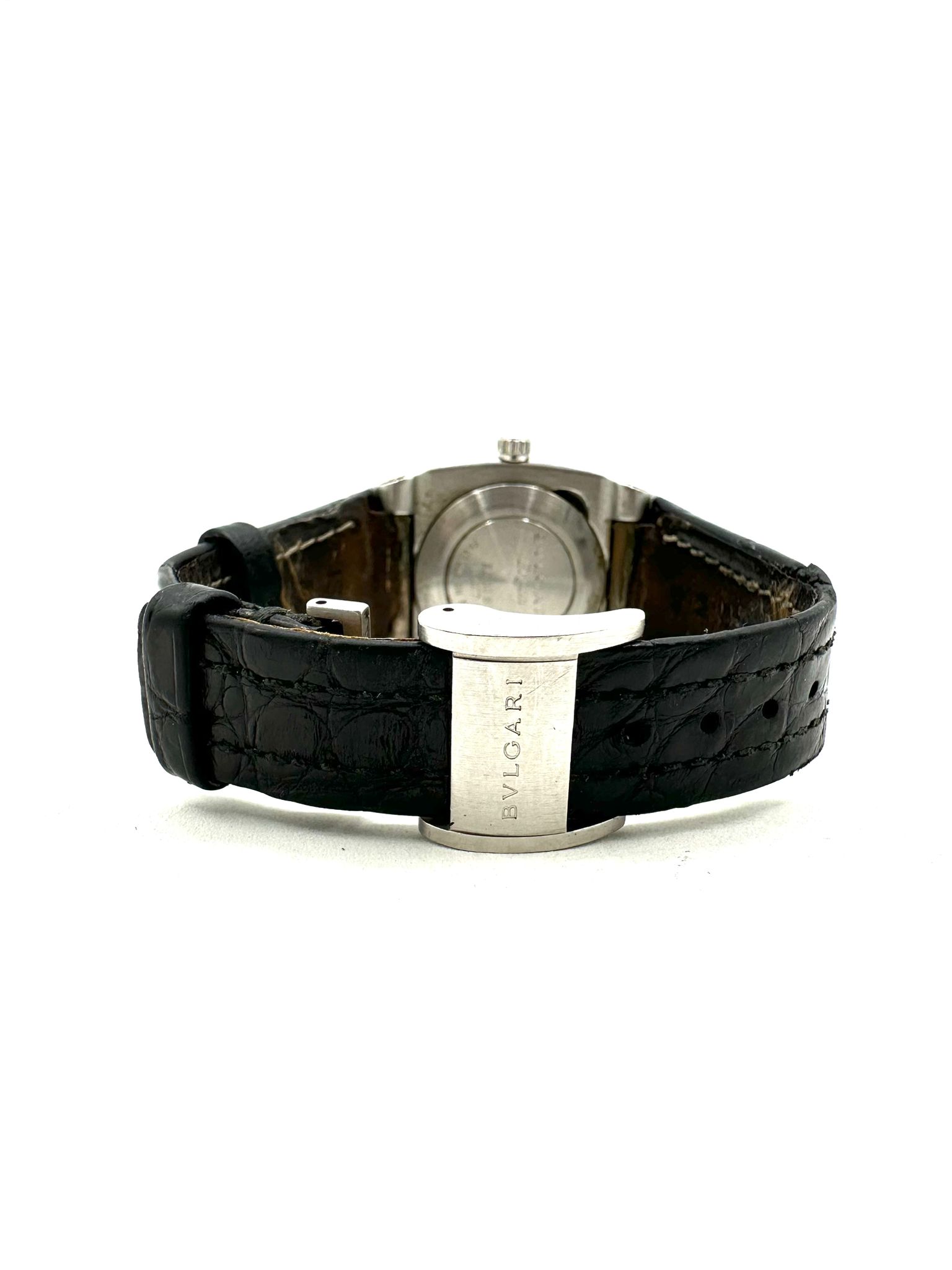Reloj Bvlgari Ergon de acero inoxidable con esfera negra y correa para mujer
