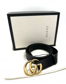 Cinturón Gucci de piel negro y hebilla dorada | Gucci