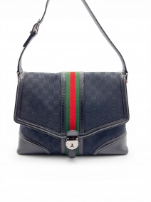 Brand handbags |  | Gucci Large GG Canvas Web Treasure Flap Bag | Second-hand Gucci handbags