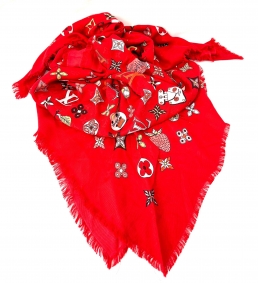 Pañuelo Louis Vuitton de seda y lana rojo | Louis Vuitton