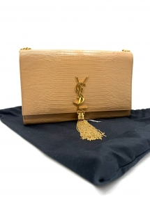 Borse di marca |  | Saint Laurent Kate Tassel in pelle effetto lucertola beige