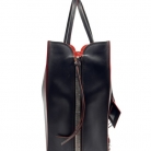 Balenciaga Papier Tote in pelle nera con profili rossi