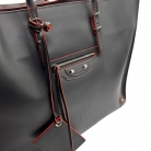 Balenciaga Papier Tote in pelle nera con profili rossi