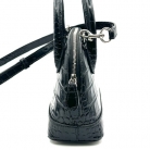 BALENCIAGA VILLE NANO BAG IN BLACK LEATHER DIE-CUT CROCODILE