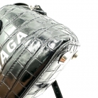 BALENCIAGA VILLE NANO BAG IN BLACK LEATHER DIE-CUT CROCODILE