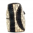 Bolso Carolina Herrera, combinado en cuero marron y tejido icónico de Carolina Herrera.
