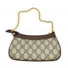 Borsa a tracolla Gucci Ophidia in tela guccissima beige e pelle marrone