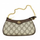 Borsa a tracolla Gucci Ophidia in tela guccissima beige e pelle marrone