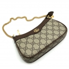 Borsa a tracolla Gucci Ophidia in tela guccissima beige e pelle marrone