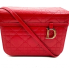 Borsa da toilette Cannage in pelle rossa Dior