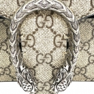 Bolso Dyonisus beige con estampado monogram y detalles de ante negro.