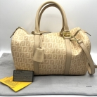 Fendi Forever Trunk Style Bag in Beige Canvas