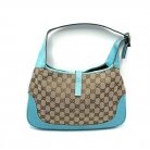 Gucci Jackie Bag in GG Canvas and Blue Leather