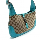 Gucci Jackie Bag in GG Canvas and Blue Leather