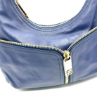 Borsa Hobo Fendi in pelle blu con cerniera frontale dorata