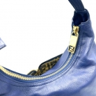 Borsa Hobo Fendi in pelle blu con cerniera frontale dorata