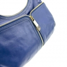 Borsa Hobo Fendi in pelle blu con cerniera frontale dorata