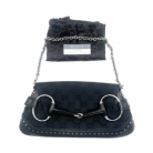 Borsa Horsebit 1955 Chain in pelle e tela GG nera
