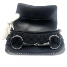 Borsa Horsebit 1955 Chain in pelle e tela GG nera