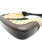 Bolso Jackie Vintage en tela y cuero beige/cafe