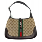 Bolso Jackie Vintage en tela y cuero beige/cafe