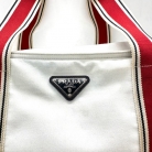BORSA PRADA TIPO TOTE IN TESSUTO BIANCO E BLU