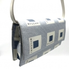 Borsa Bulgari in nylon grigio e pelle
