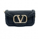 Valentino V bag in black braided leather