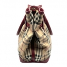Burberry Tote Bag en lona con detalles en cuero rojo
