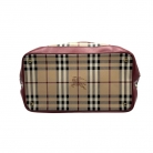 Burberry Tote Bag en lona con detalles en cuero rojo