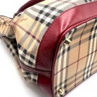 Burberry Tote Bag en lona con detalles en cuero rojo