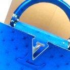 Capucines Mini in blue ostrich leather