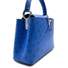 Capucines Mini in blue ostrich leather