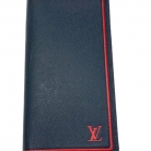 Portafoglio bifold lungo Louis Vuitton con logo Brazza blu navy.