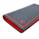 Portafoglio bifold lungo Louis Vuitton con logo Brazza blu navy.