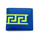 PORTAFOGLIO VERSACE IN PELLE BLU E TESSUTO VERDE