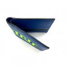 PORTAFOGLIO VERSACE IN PELLE BLU E TESSUTO VERDE