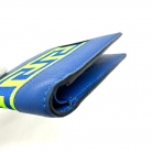 PORTAFOGLIO VERSACE IN PELLE BLU E TESSUTO VERDE