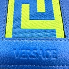 PORTAFOGLIO VERSACE IN PELLE BLU E TESSUTO VERDE