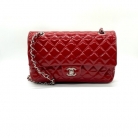 Chanel double flap red patent leather