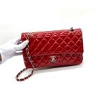 Chanel double flap red patent leather