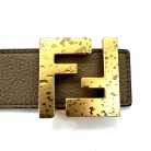 Cintura reversibile Fendi, Marrone con logo Fendi e color pietra sull'altro lato con fibbia dorata