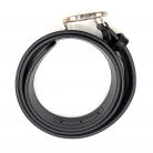 Cintura Gucci pelle nera fibbia metalo colore argento interlocking
