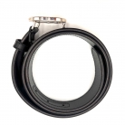 Cintura Gucci pelle nera fibbia metalo colore argento interlocking
