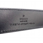 Cintura Gucci pelle nera fibbia metalo colore argento interlocking