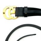 Gucci black leather belt with gold buckle