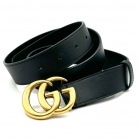Gucci black leather belt with gold buckle