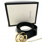 Gucci black leather belt with gold buckle